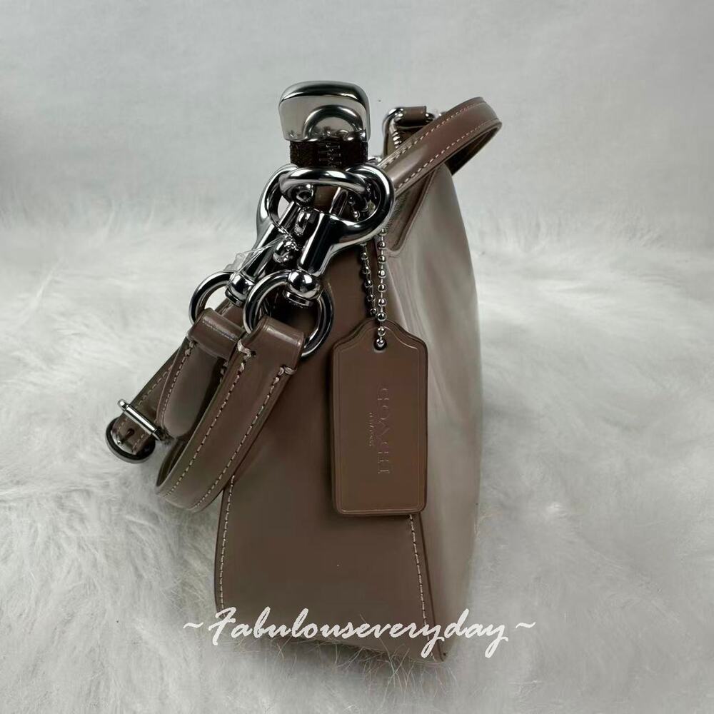 Coach Teri Shoulder Bag Crossbody In Leather Silver/Clay CV938 NWT - Picture 3 of 11
